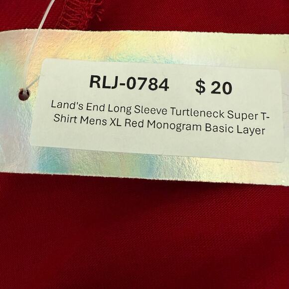 Land's End Long Sleeve Turtleneck Super T-Shirt Mens XL Red Monogram Basic Layer - Picture 5 of 6